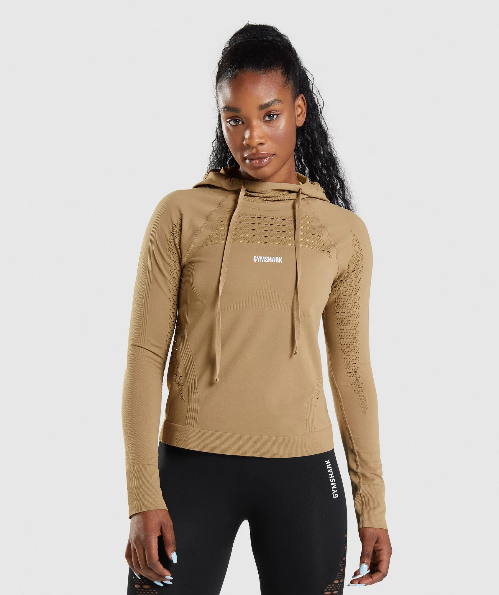 Gymshark Energy Seamless Hoodie - Biscotti Brown sold by Gymshark
