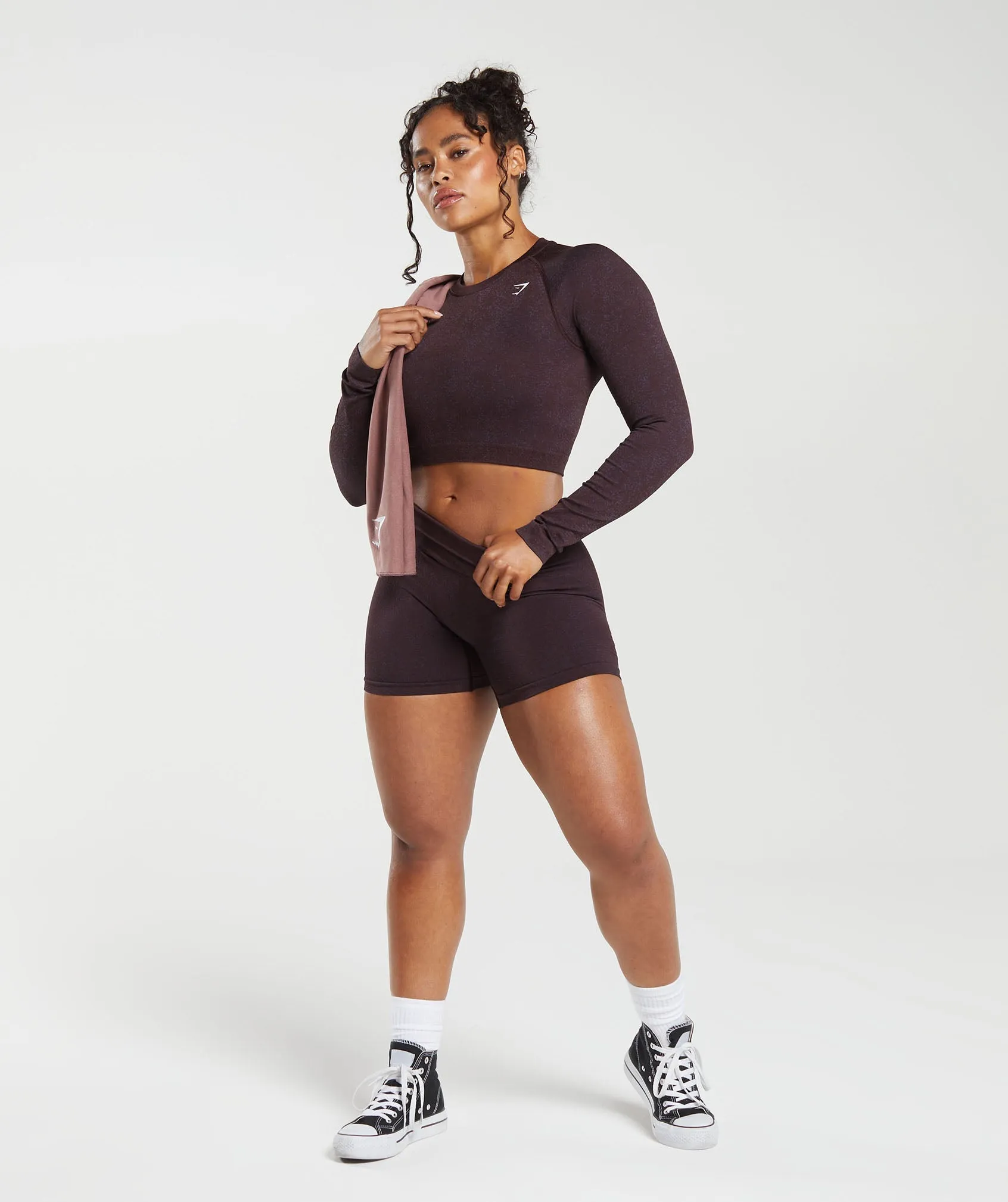 Gymshark Adapt Fleck Seamless Long Sleeve Crop Top - Plum Brown/Dewberry Purple sold by Gymshark product image thumbnail 4