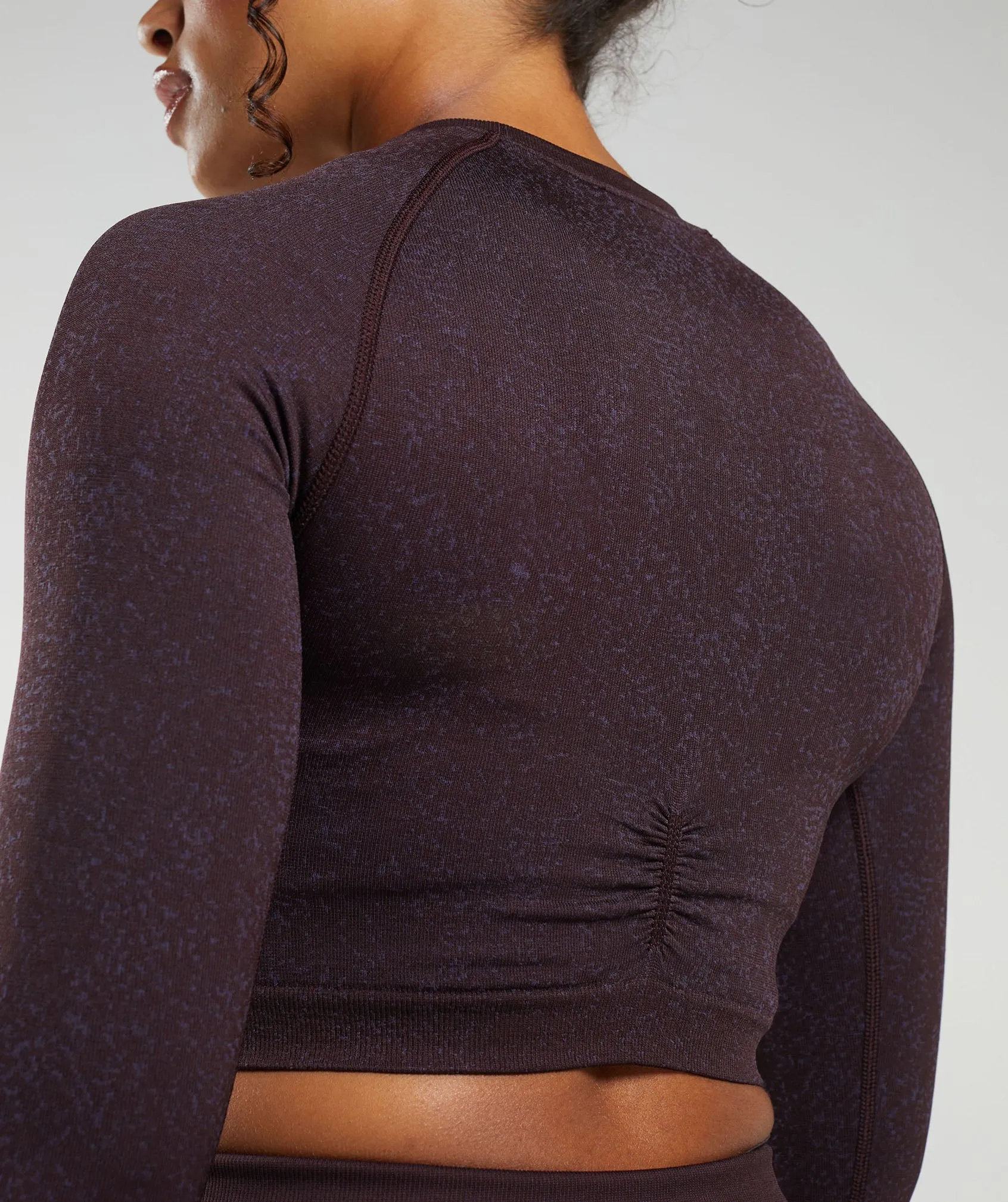 Gymshark Adapt Fleck Seamless Long Sleeve Crop Top - Plum Brown/Dewberry Purple sold by Gymshark product image thumbnail 5