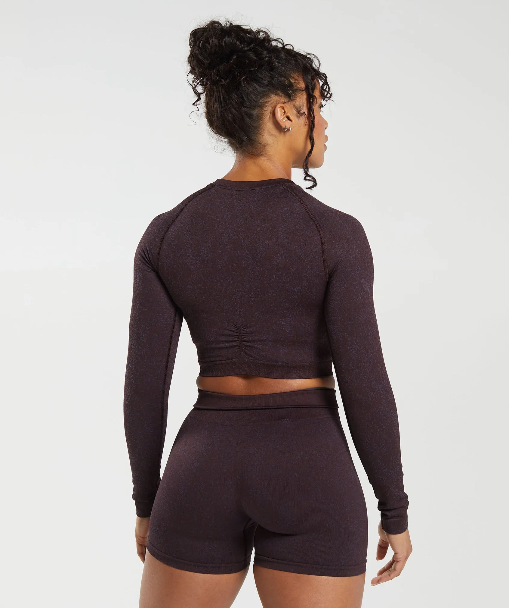 Gymshark Adapt Fleck Seamless Long Sleeve Crop Top - Plum Brown/Dewberry Purple sold by Gymshark product image thumbnail 2