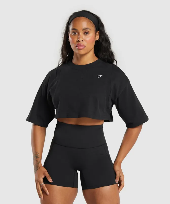 Gymshark Heavyweight Cotton Crop T-Shirt - Black sold by Gymshark