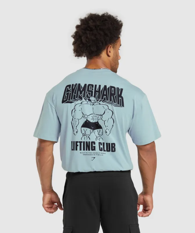 Gymshark Cartoon Lifting T-Shirt - Salt Blue sold by Gymshark