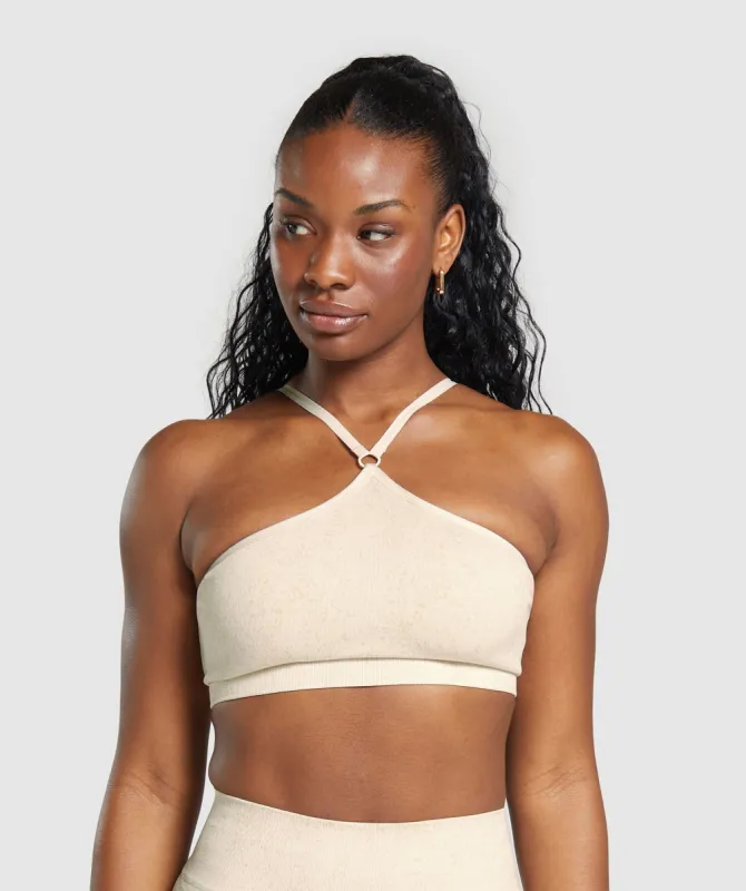 Gymshark Adapt Fleck Seamless Halterneck Bralette - Coconut White sold by Gymshark