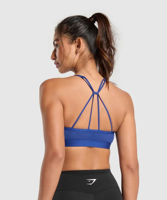 Gymshark Ruched Strappy Sports Bra - Wave Blue sold by Gymshark