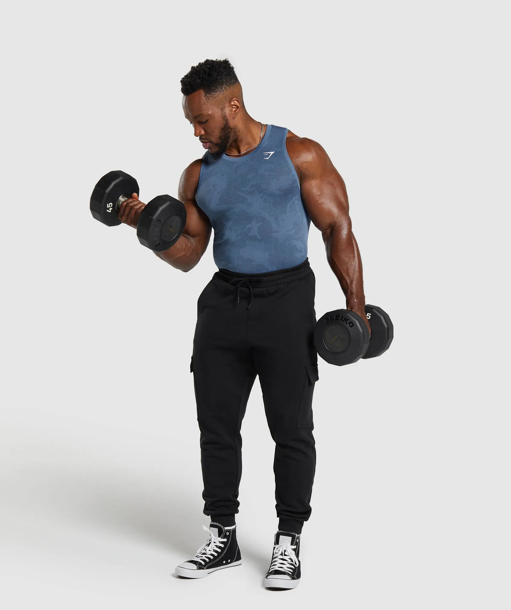 Gymshark Geo Seamless Tank - Faded Blue/Titanium Blue sold by Gymshark product image thumbnail 4