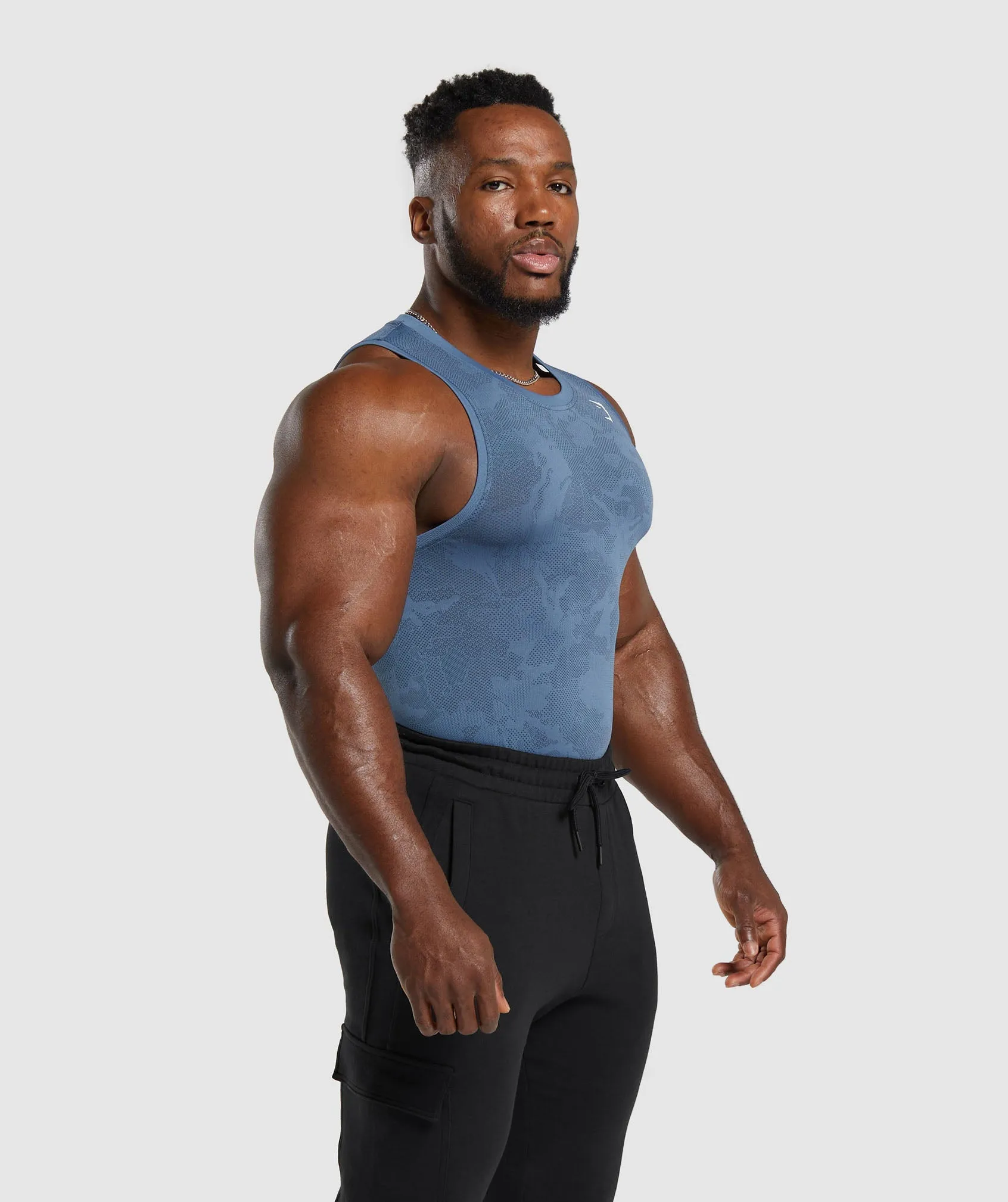 Gymshark Geo Seamless Tank - Faded Blue/Titanium Blue sold by Gymshark product image thumbnail 3