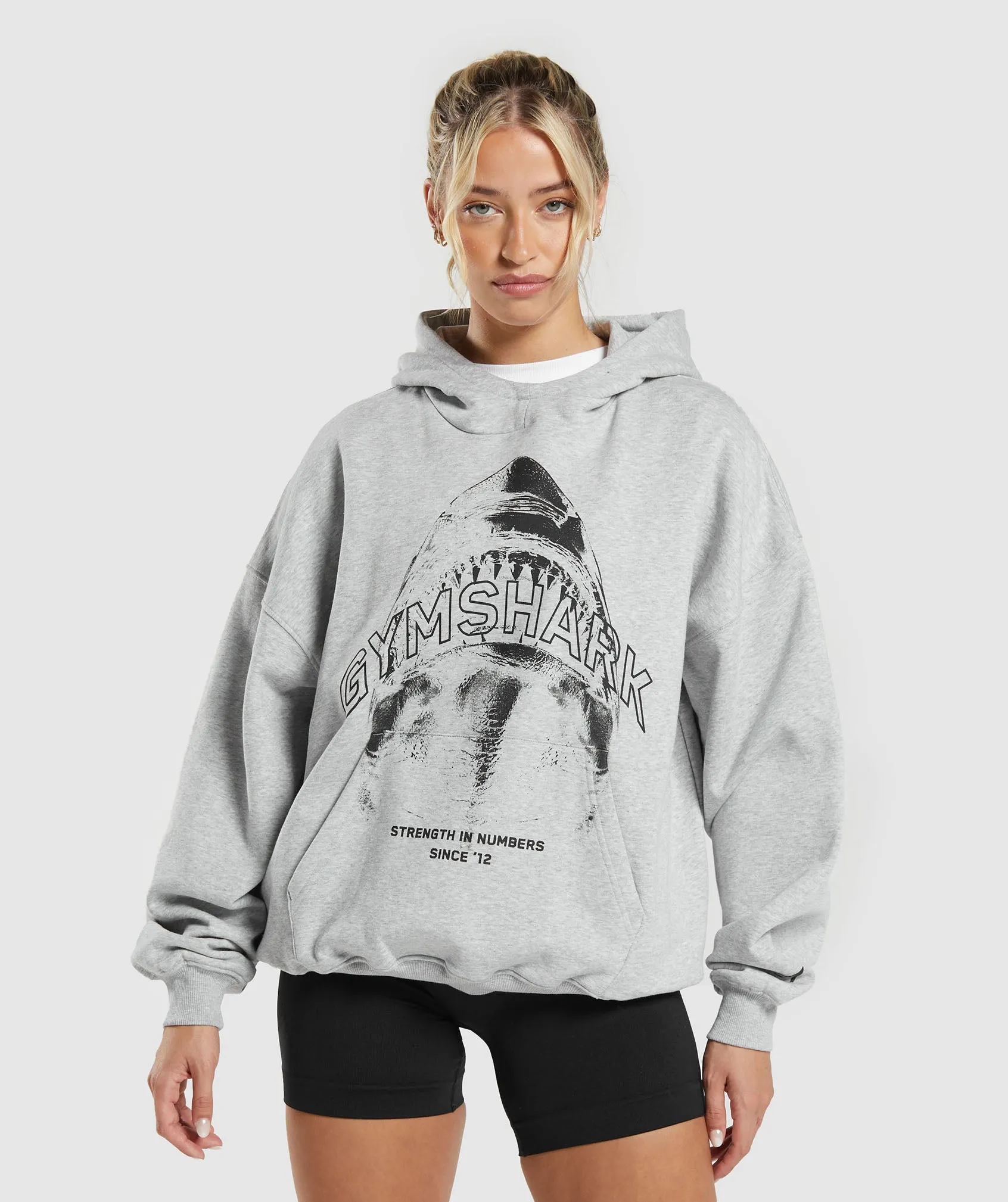 Gymshark Shark Attack Oversized Hoodie - Grey sold by Gymshark