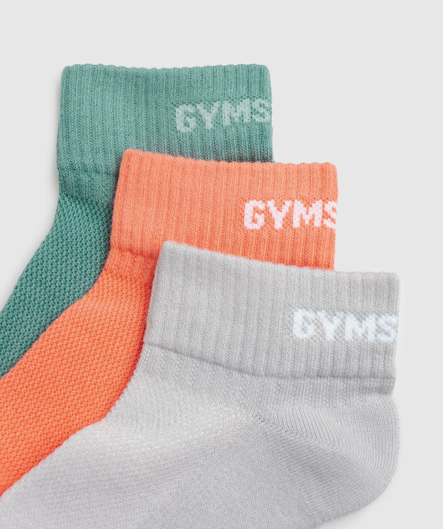 Gymshark Jacquared Quarter Socks 3pk - Light Grey/Orange/Ink Teal sold by Gymshark product image thumbnail 2