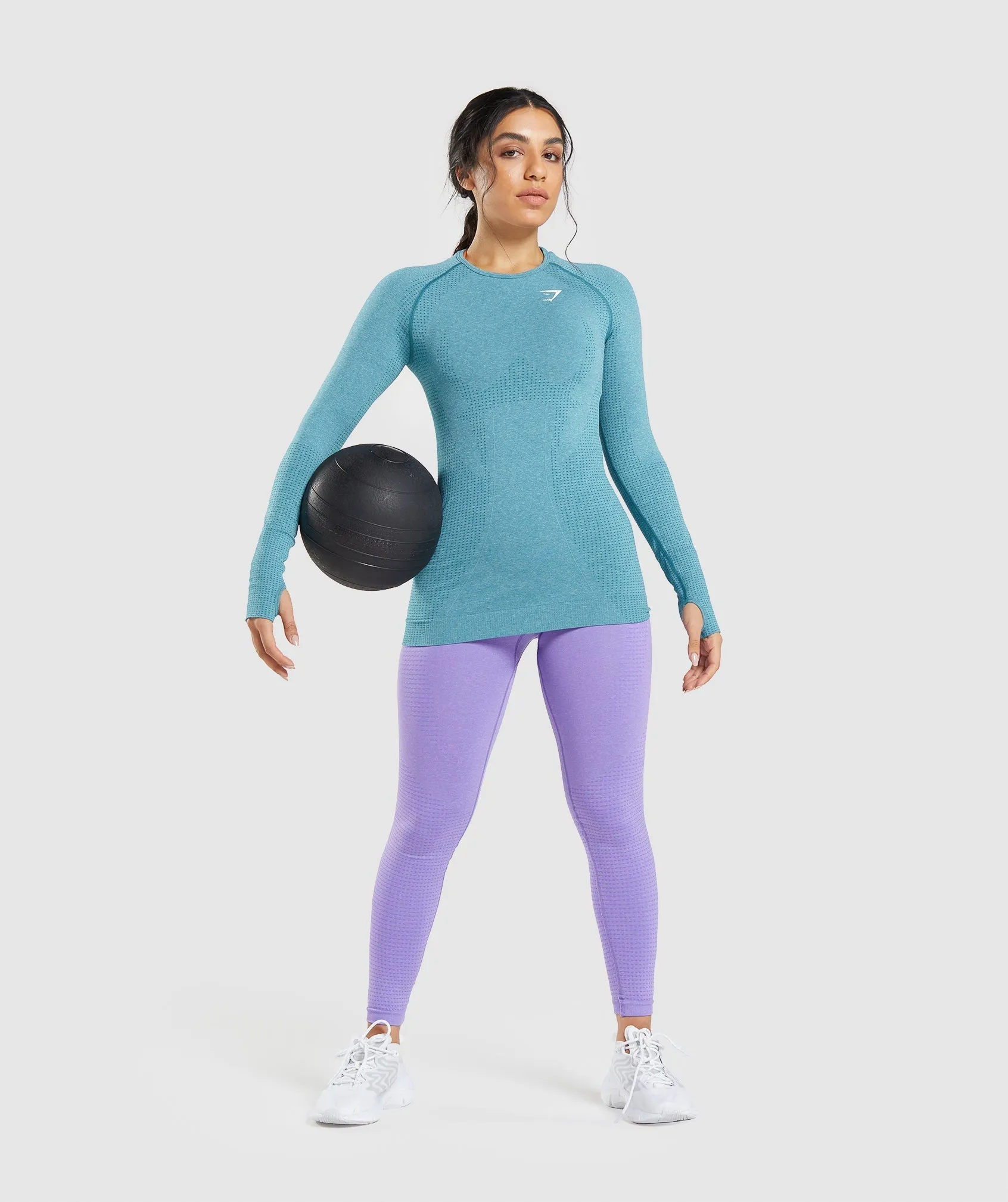 Gymshark Vital Seamless 2.0 Long Sleeve Top - Tahoe Teal Marl sold by Gymshark product image thumbnail 4