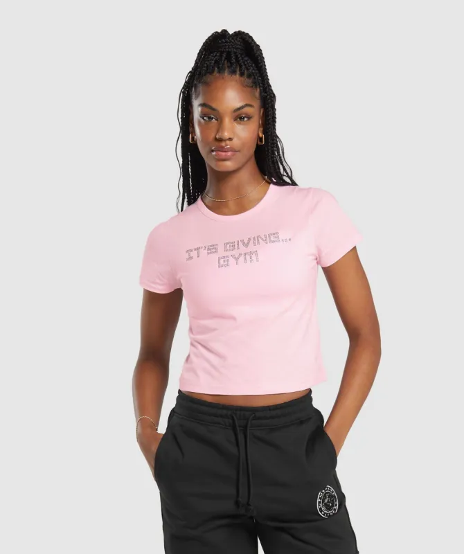 Gymshark Its Giving Gym Baby T-Shirt - Dolly Pink sold by Gymshark