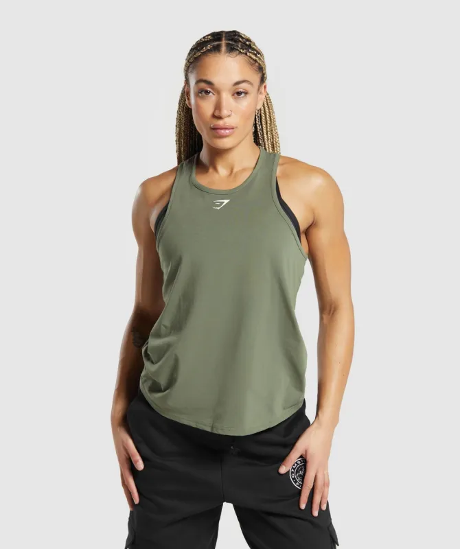 Gymshark Lifting Essential Cotton Tank - Base Green sold by Gymshark