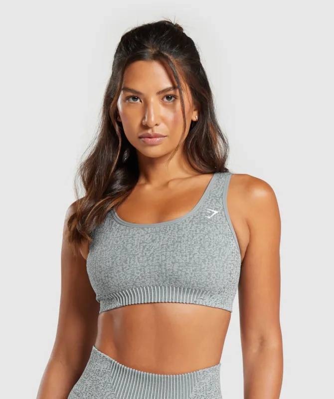 Gymshark Marl Seamless Scoop Bra - Light Grey Marl/Dark Grey Marl/Smokey Grey sold by Gymshark