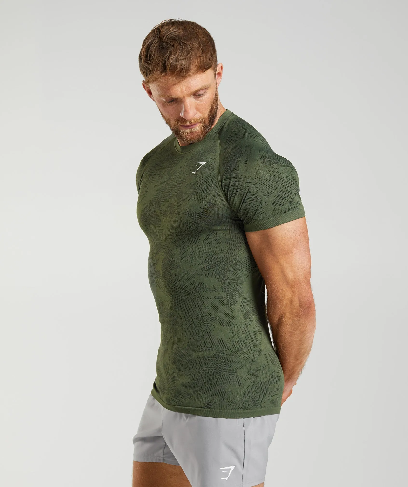 Gymshark Geo Seamless T-Shirt - Core Olive/Black sold by Gymshark product image thumbnail 3
