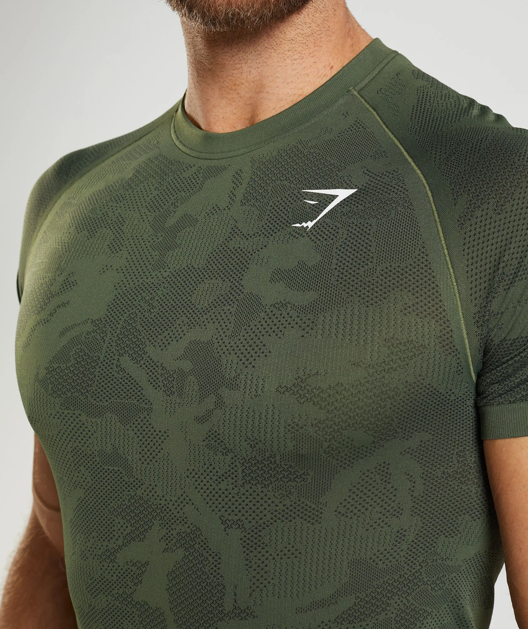 Gymshark Geo Seamless T-Shirt - Core Olive/Black sold by Gymshark product image thumbnail 5
