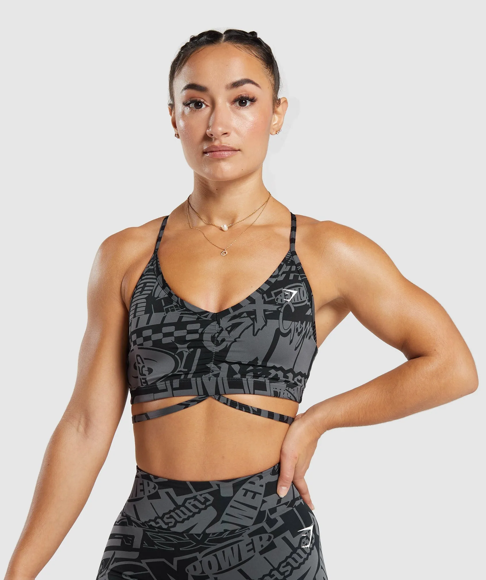 GS Power Strappy Sports Bra - Dark Grey sold by Gymshark
