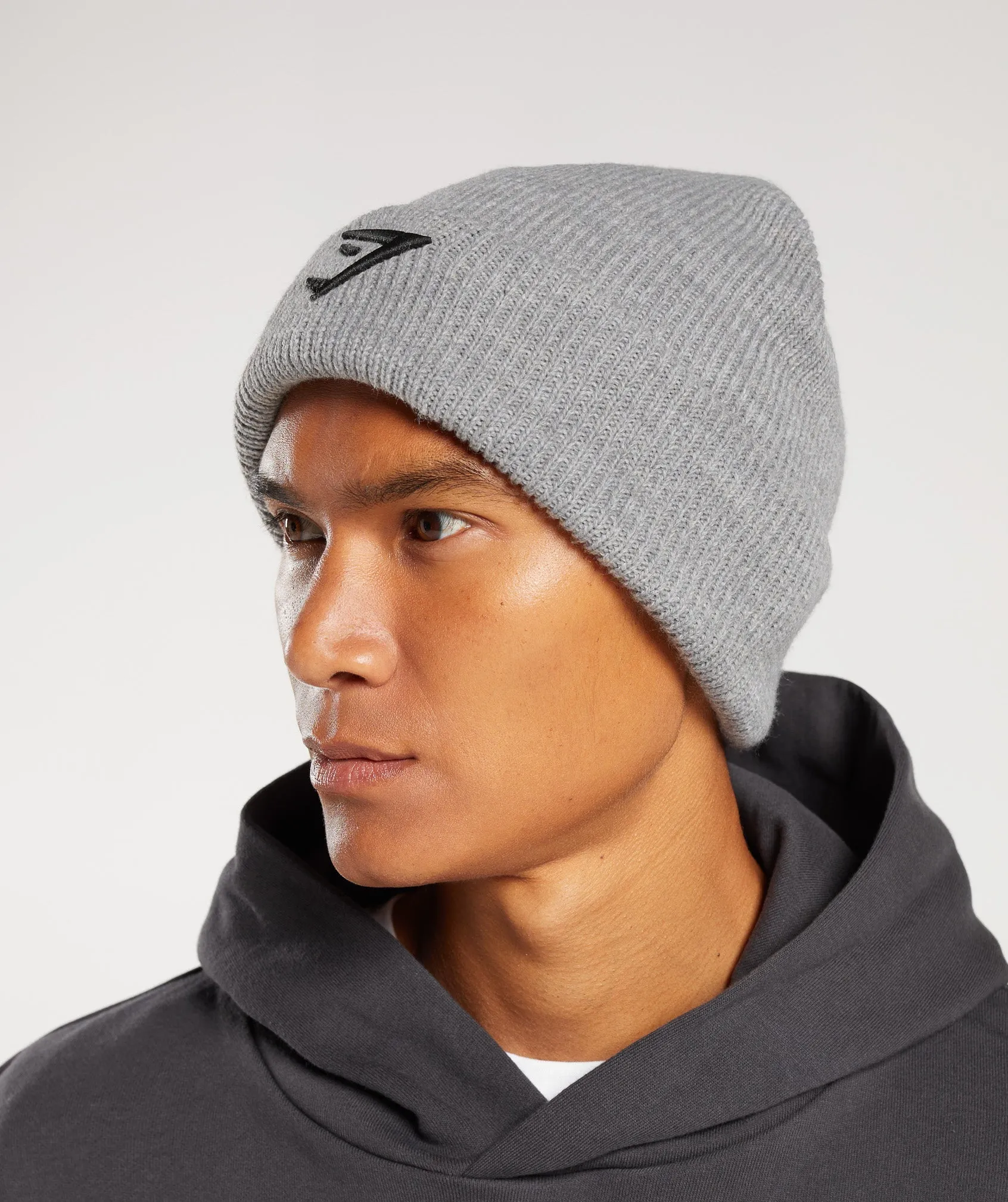 Gymshark Sharkhead Beanie - Light Grey Core Marl sold by Gymshark product image thumbnail 3