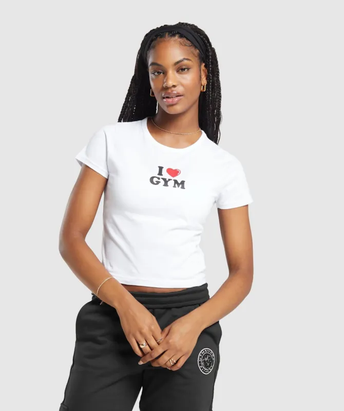 Gymshark I Heart Gym Baby T-Shirt - White sold by Gymshark