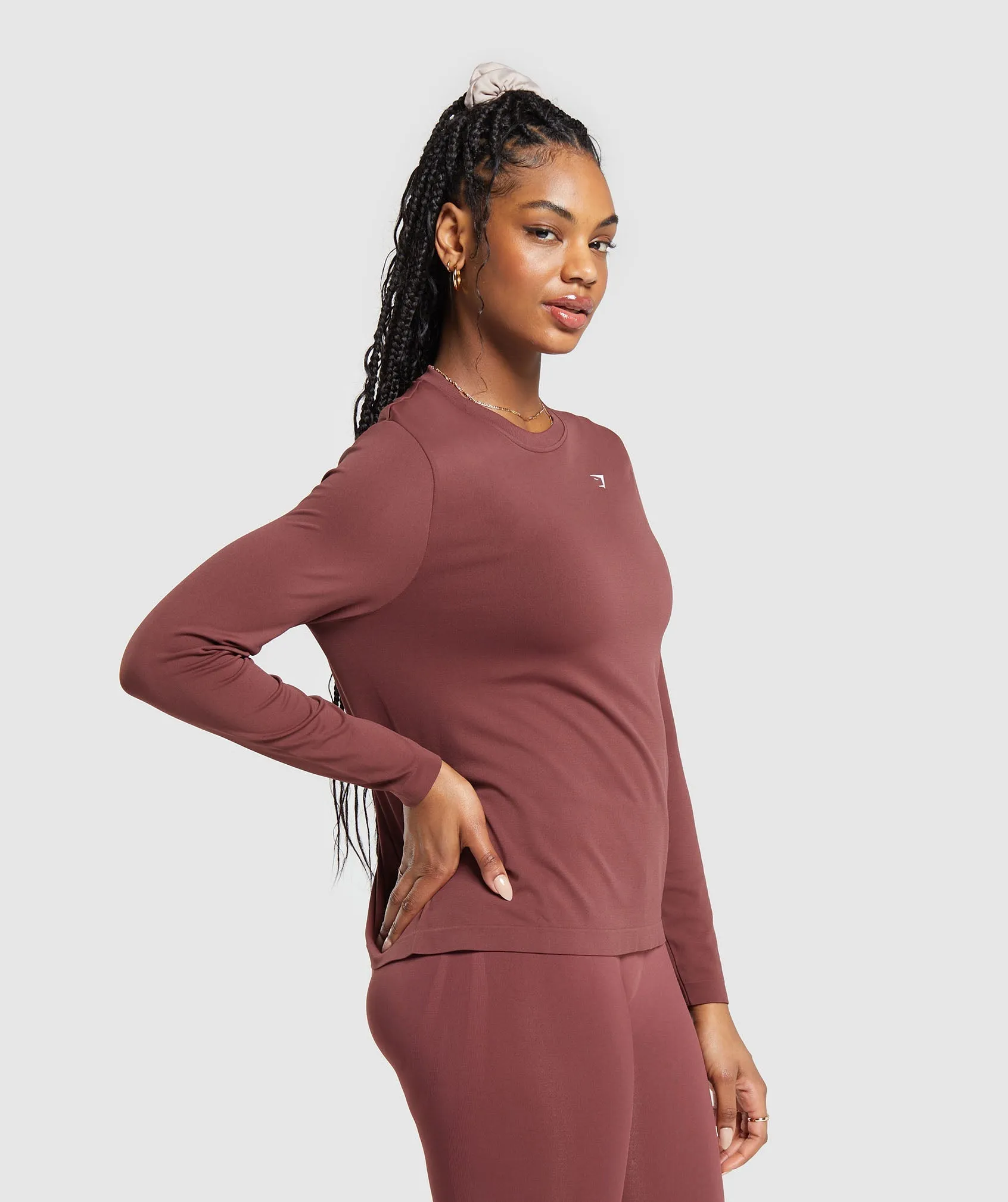 Gymshark Everyday Seamless Long Sleeve Top - Burgundy Brown sold by Gymshark product image thumbnail 3