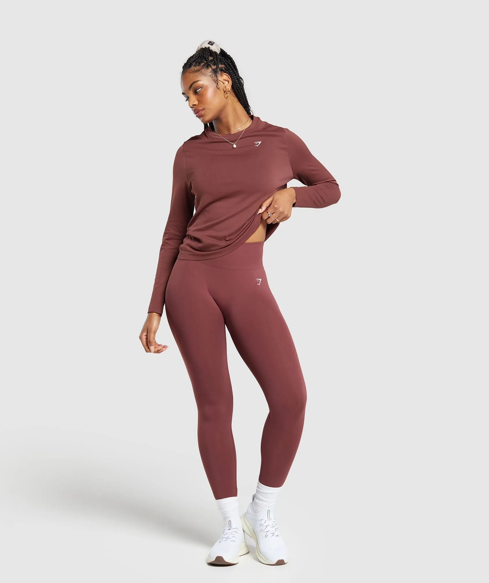 Gymshark Everyday Seamless Long Sleeve Top - Burgundy Brown sold by Gymshark product image thumbnail 4