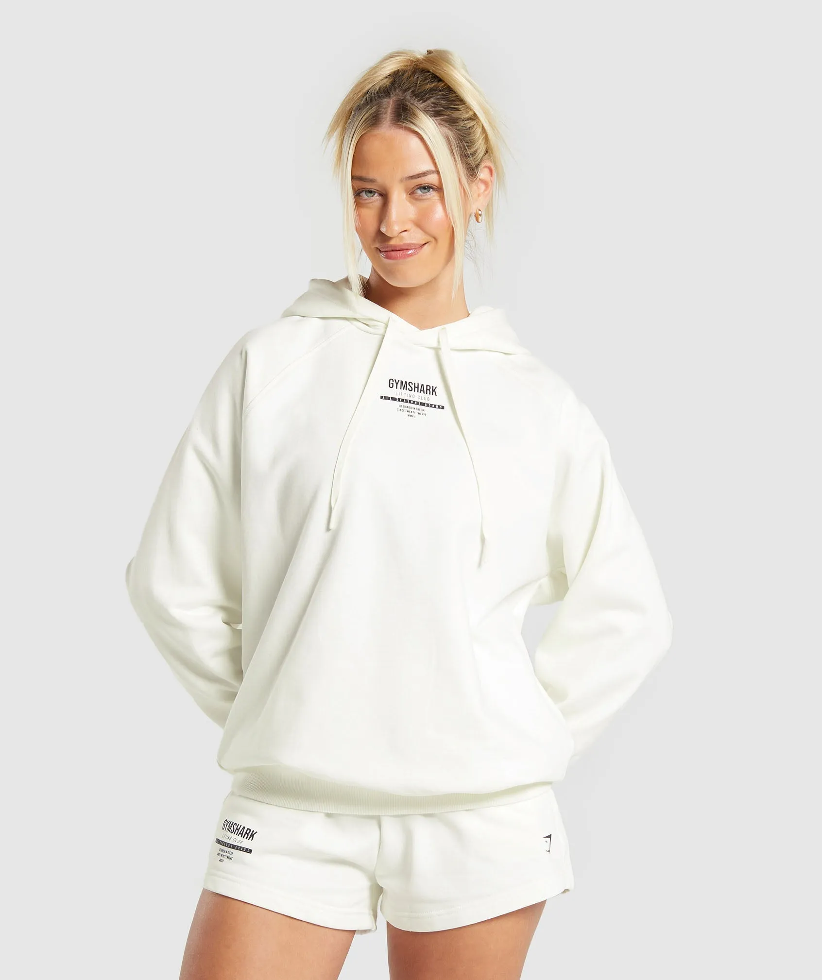 Gymshark Minimal Label Brushed Hoodie - Soft White sold by Gymshark