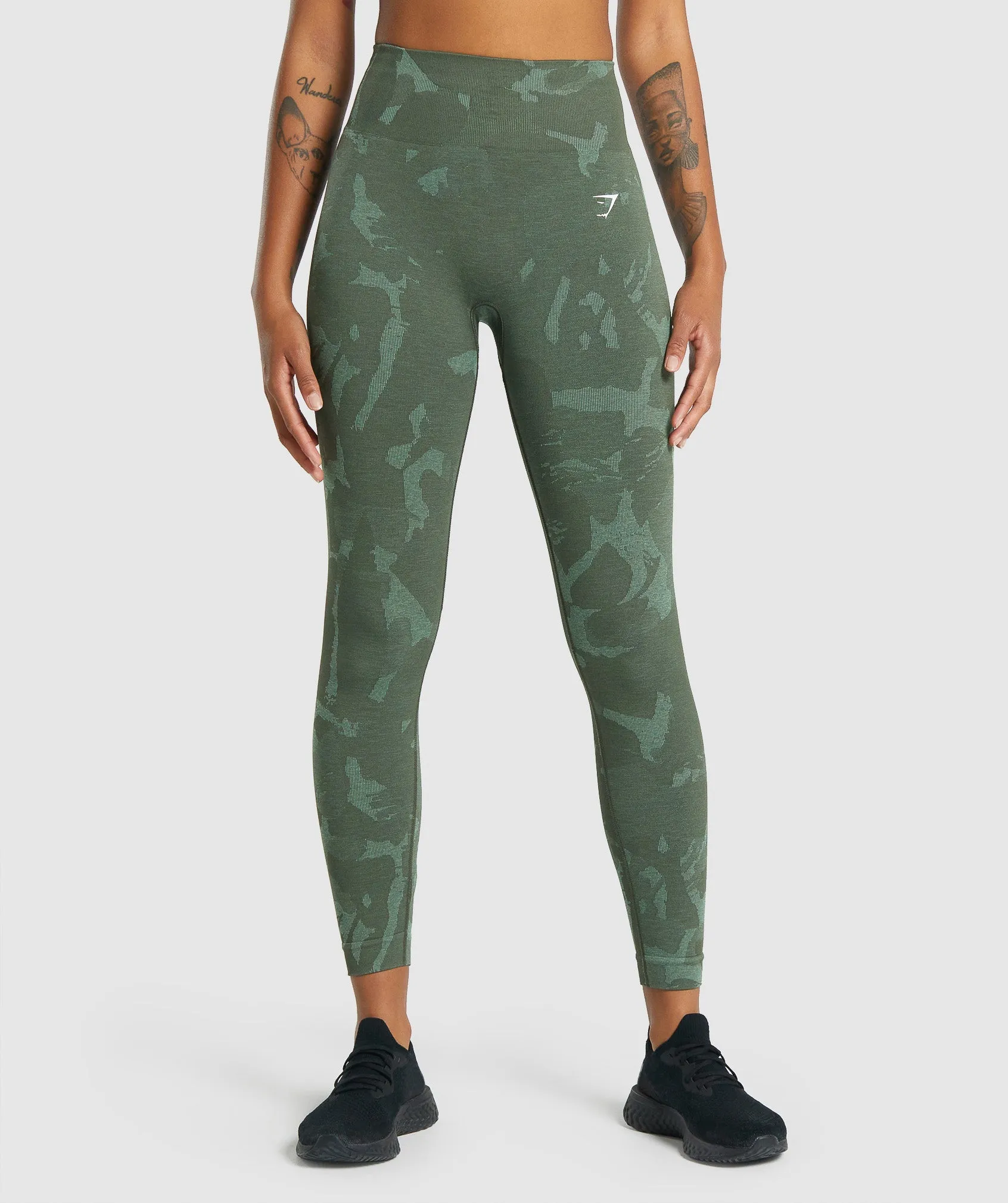 Gymshark Adapt Camo Seamless Leggings - Savanna | Green sold by Gymshark