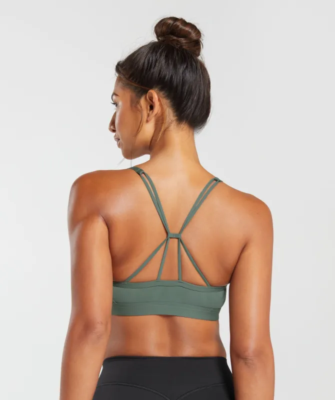 Gymshark Ruched Strappy Sports Bra - Unit Green sold by Gymshark