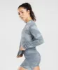 Gymshark Adapt Camo Seamless Long Sleeve Top - Lava | River Stone Grey/Evening Blue sold by Gymshark