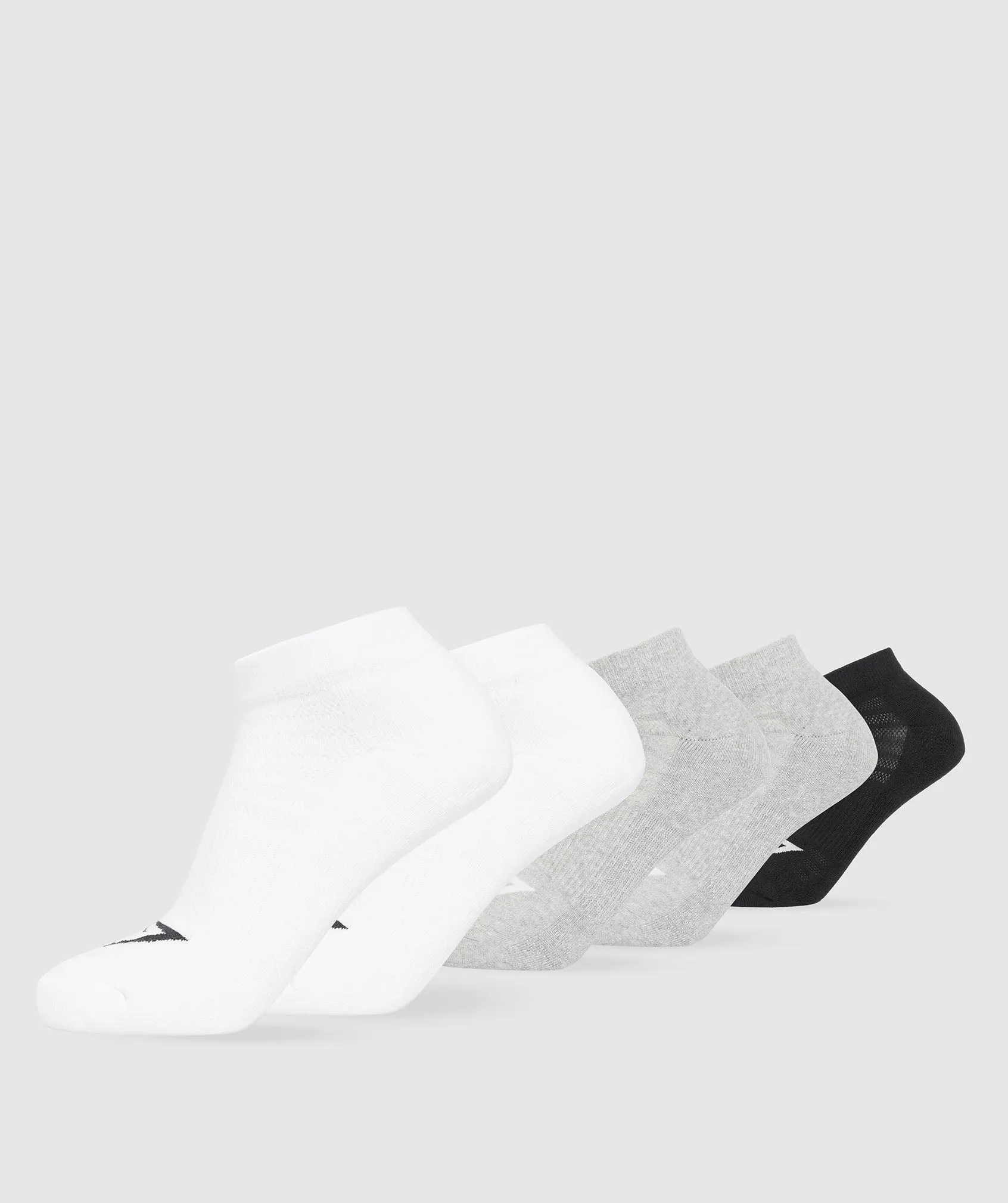 Gymshark Ankle Socks 5pk - White/Light Grey Core Marl/Black sold by Gymshark