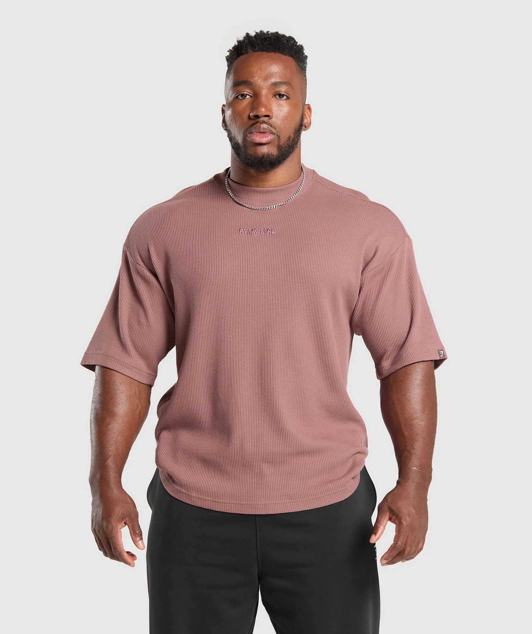 Gymshark Waffle Oversized T-Shirt - Brick Brown sold by Gymshark
