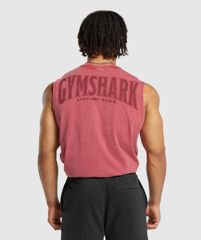 Gymshark Heritage Washed Cut Off Tank - Vintage Pink sold by Gymshark