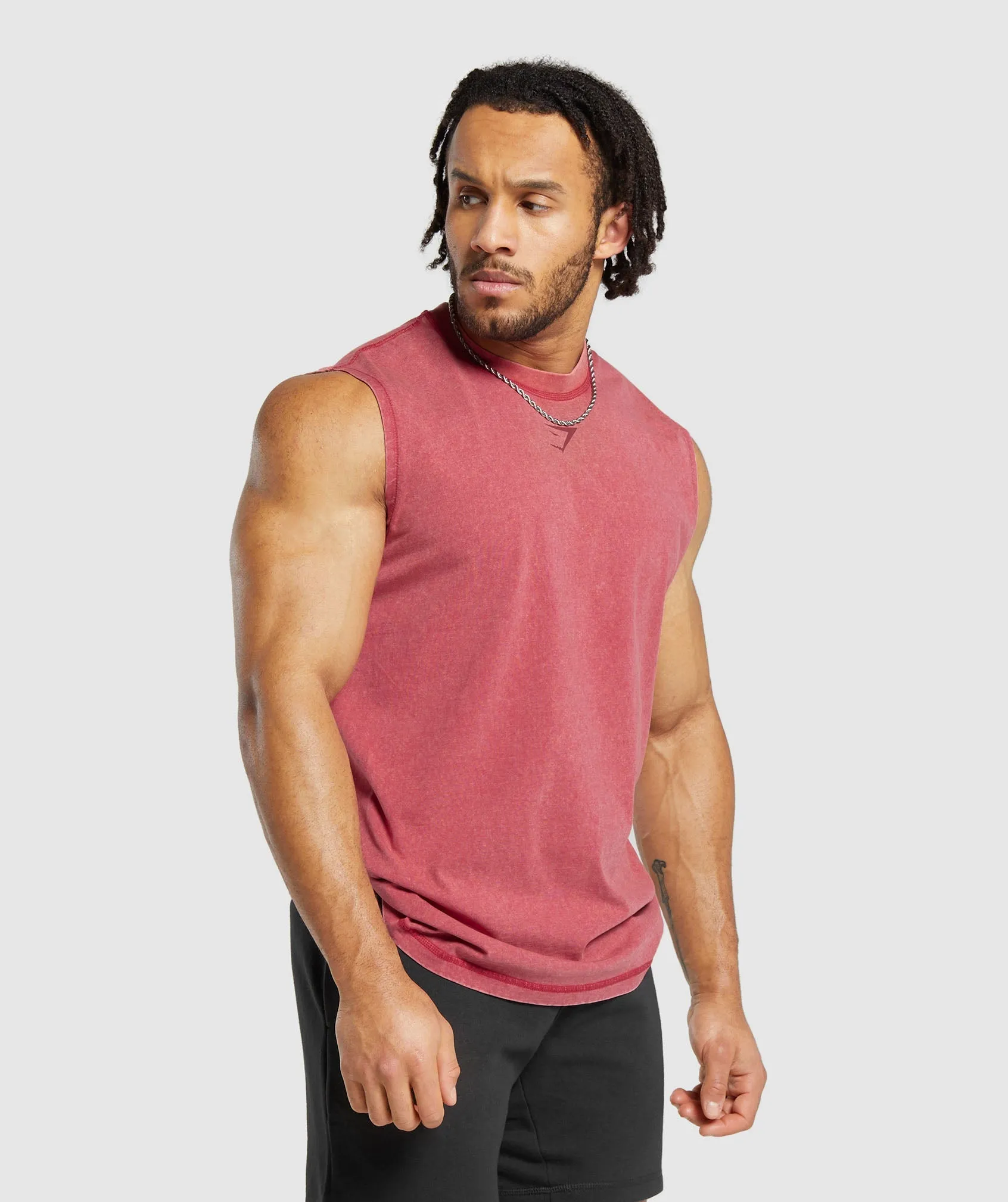 Gymshark Heritage Washed Cut Off T-Shirt - Vintage Pink sold by Gymshark product image thumbnail 3