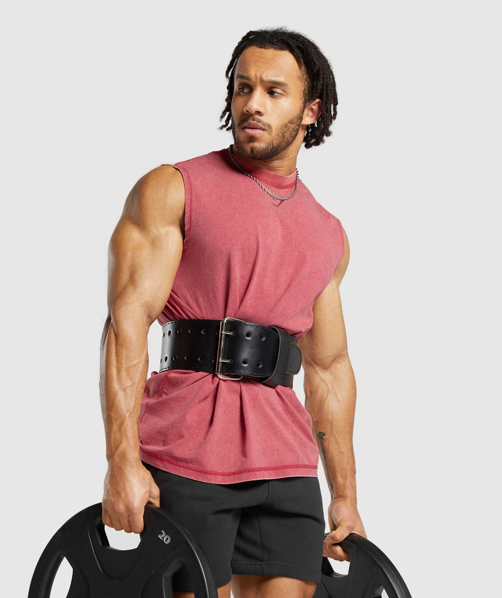 Gymshark Heritage Washed Cut Off T-Shirt - Vintage Pink sold by Gymshark product image thumbnail 4