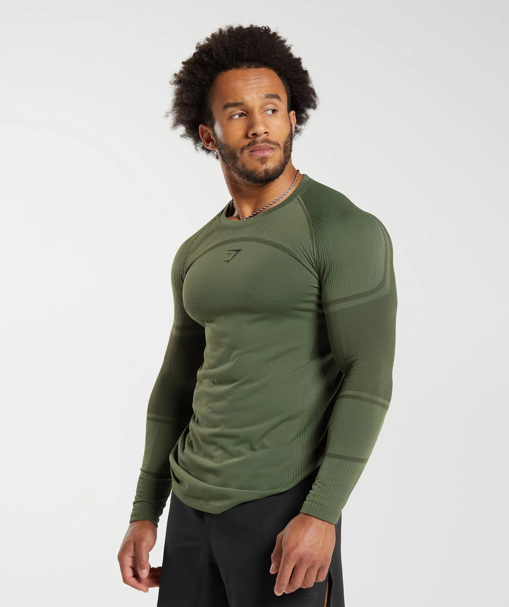 Gymshark 315 Seamless Long Sleeve T-Shirt - Core Olive/Deep Olive Green sold by Gymshark product image thumbnail 3