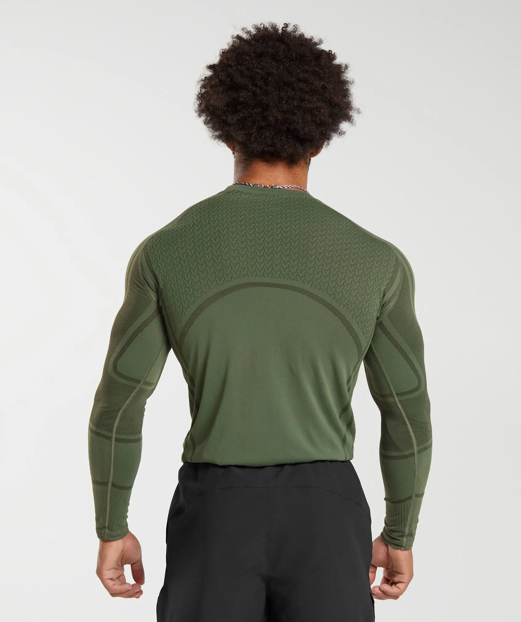 Gymshark 315 Seamless Long Sleeve T-Shirt - Core Olive/Deep Olive Green sold by Gymshark product image thumbnail 2