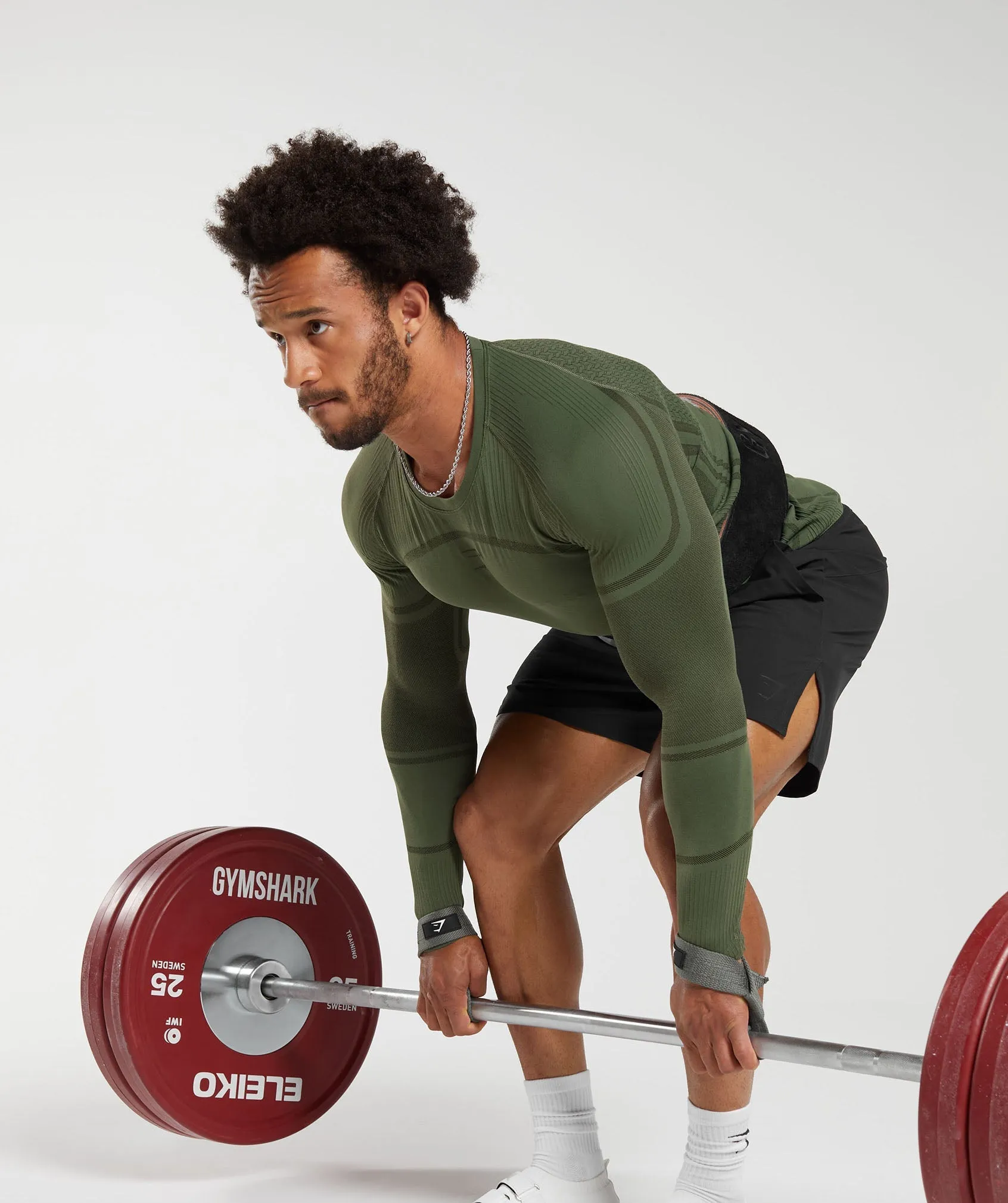 Gymshark 315 Seamless Long Sleeve T-Shirt - Core Olive/Deep Olive Green sold by Gymshark product image thumbnail 4