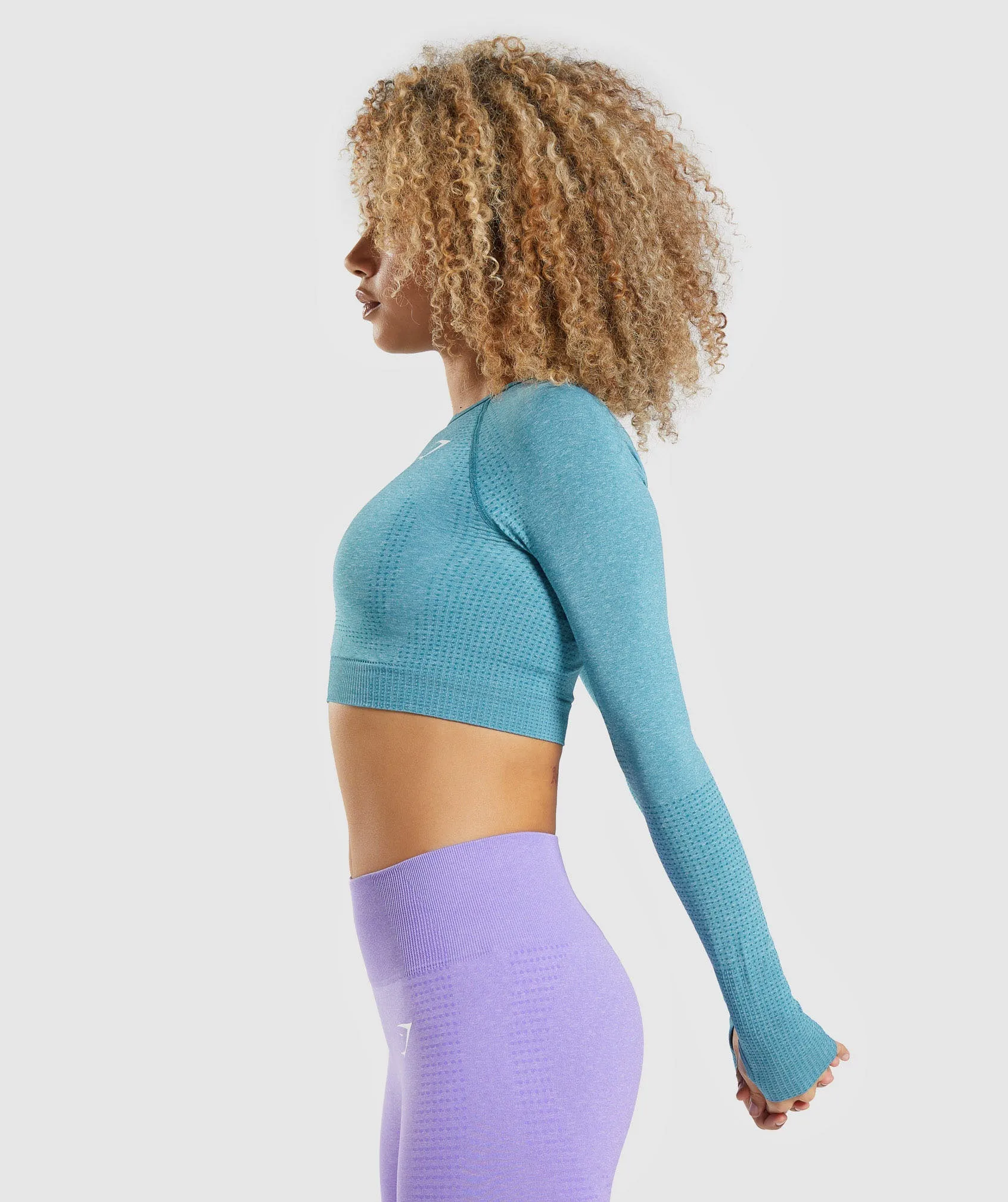 Gymshark Vital Seamless 2.0 Long Sleeve Crop Top - Tahoe Teal Marl sold by Gymshark product image thumbnail 3