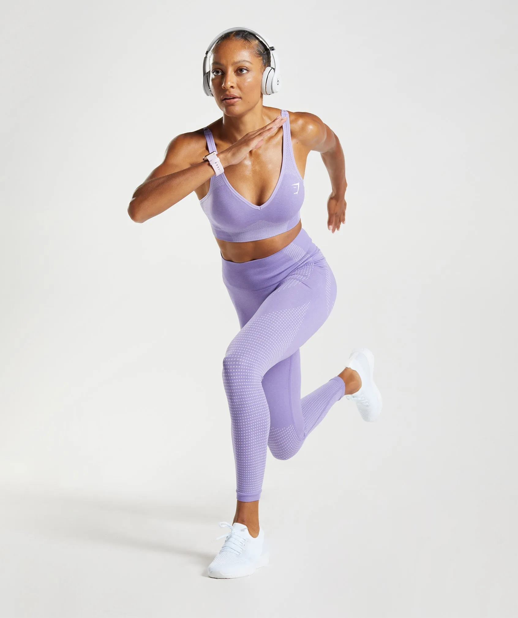 Gymshark Vital Seamless 2.0 V Neck Sports Bra - Digital Violet Marl sold by Gymshark product image thumbnail 4