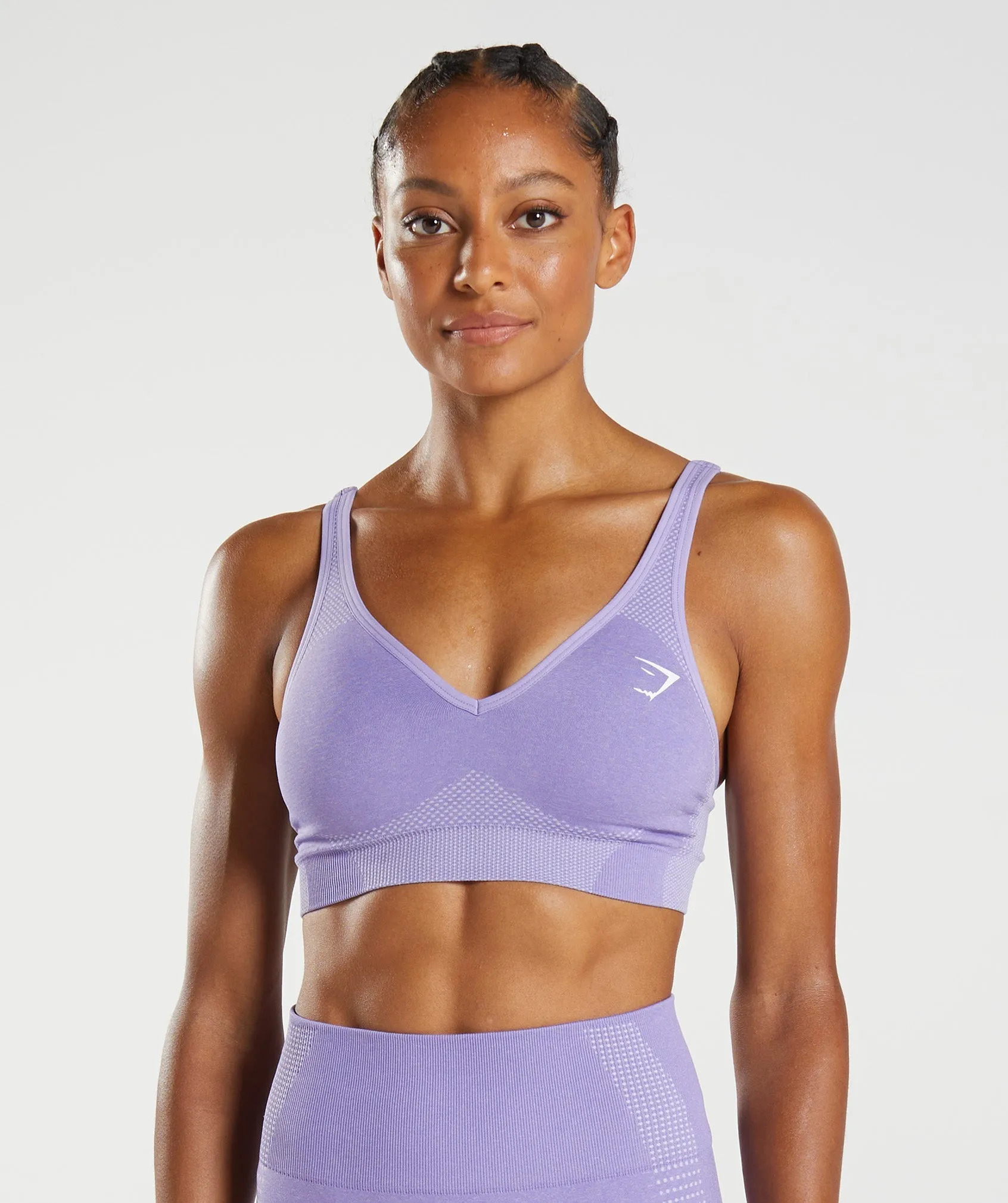 Gymshark Vital Seamless 2.0 V Neck Sports Bra - Digital Violet Marl sold by Gymshark