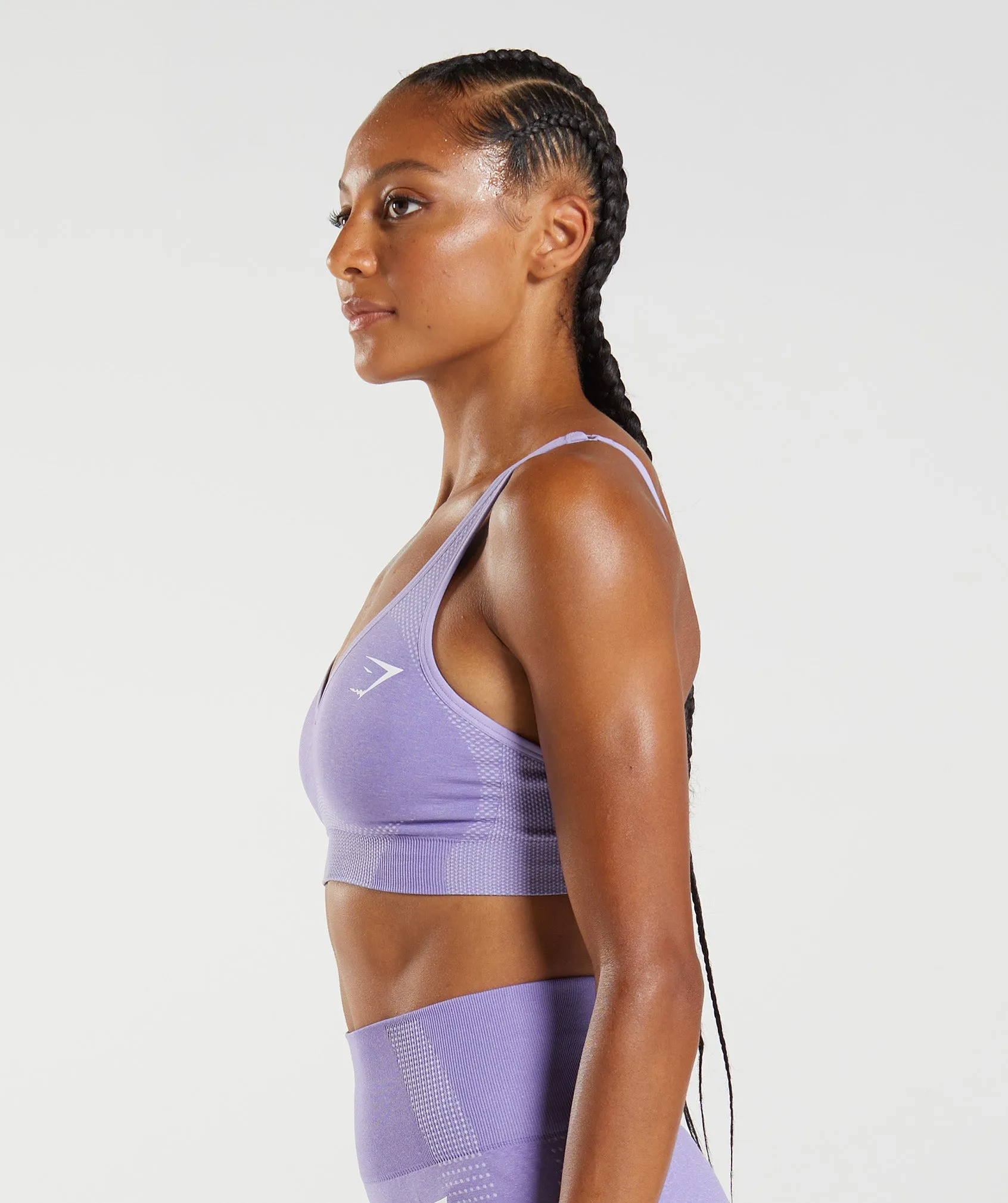 Gymshark Vital Seamless 2.0 V Neck Sports Bra - Digital Violet Marl sold by Gymshark product image thumbnail 3