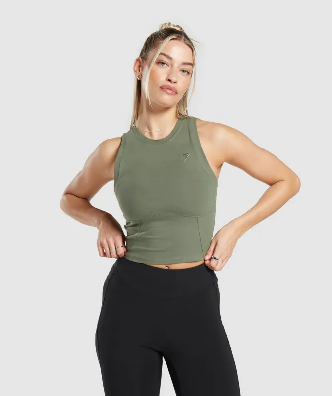 Gymshark Rest Day Cotton Contour Tank - Base Green sold by Gymshark