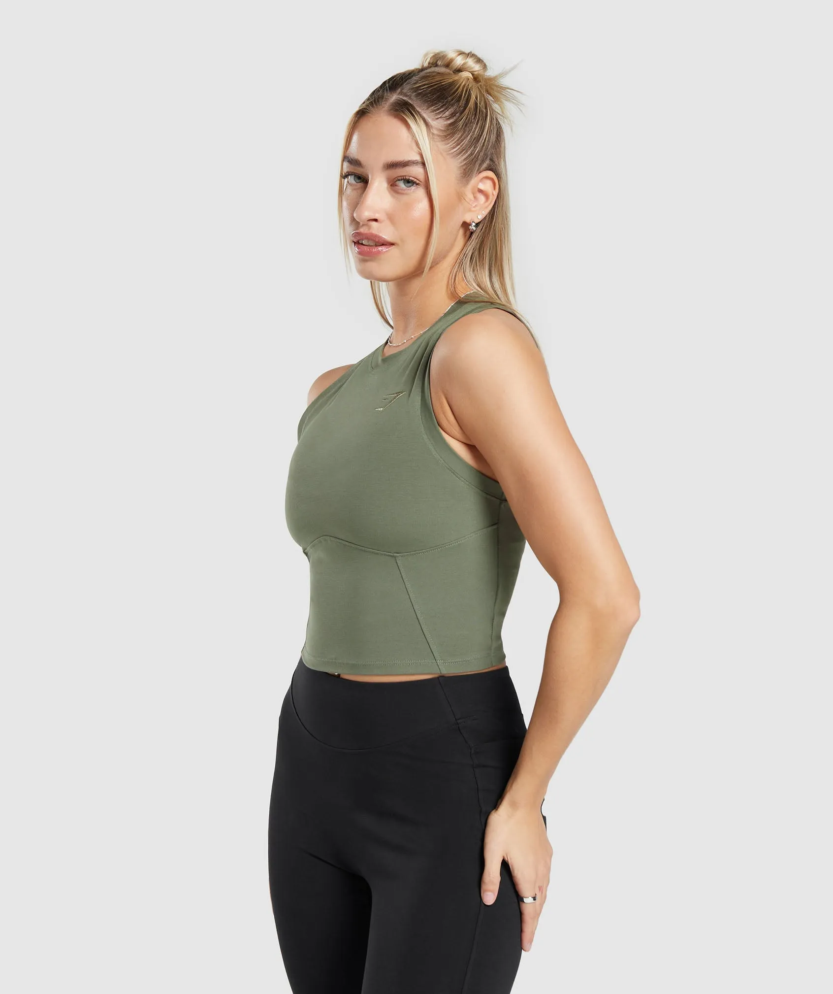 Gymshark Rest Day Cotton Contour Tank - Base Green sold by Gymshark product image thumbnail 3