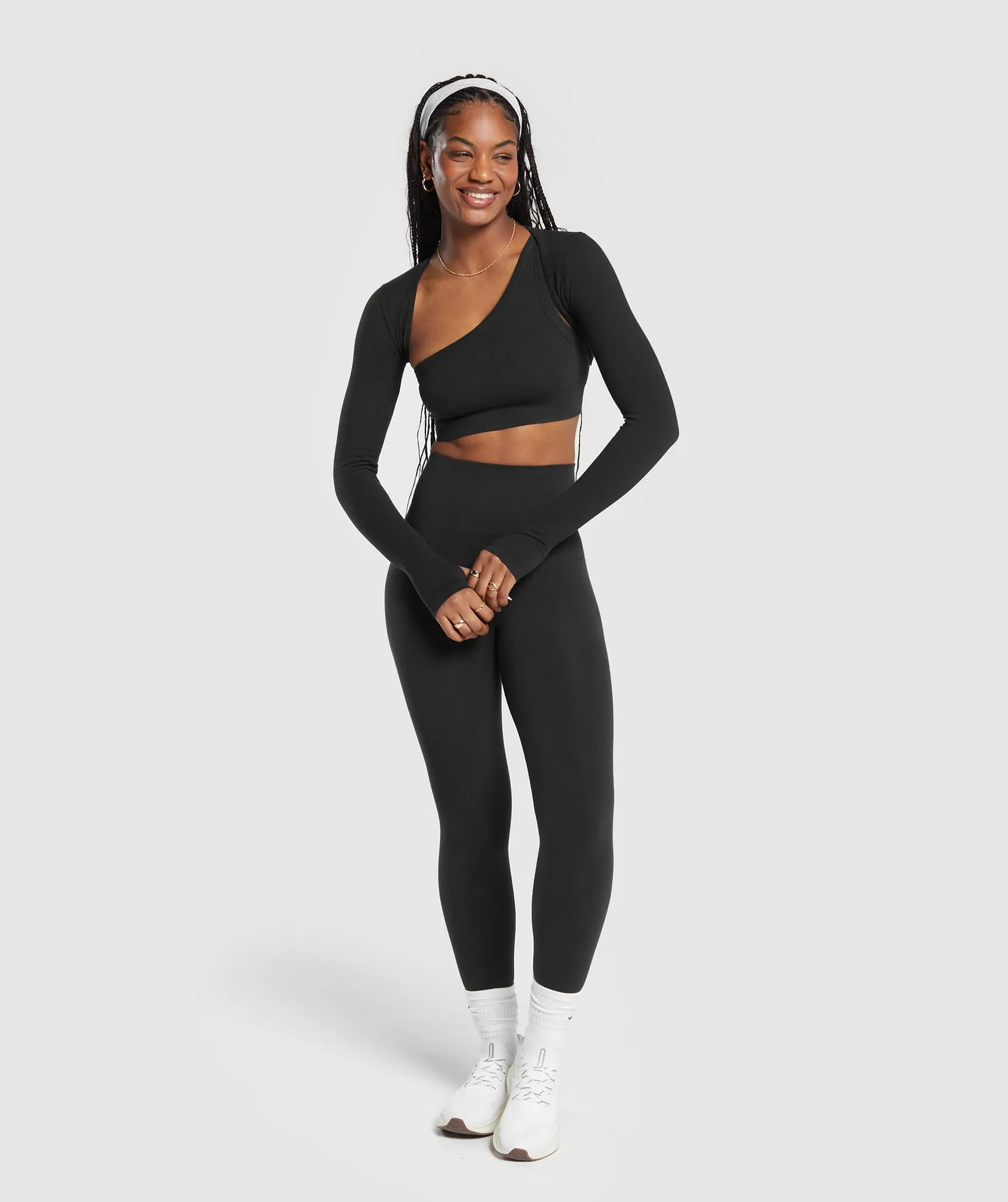 Gymshark Ribbed Cotton Seamless Shrug - Black sold by Gymshark product image thumbnail 4