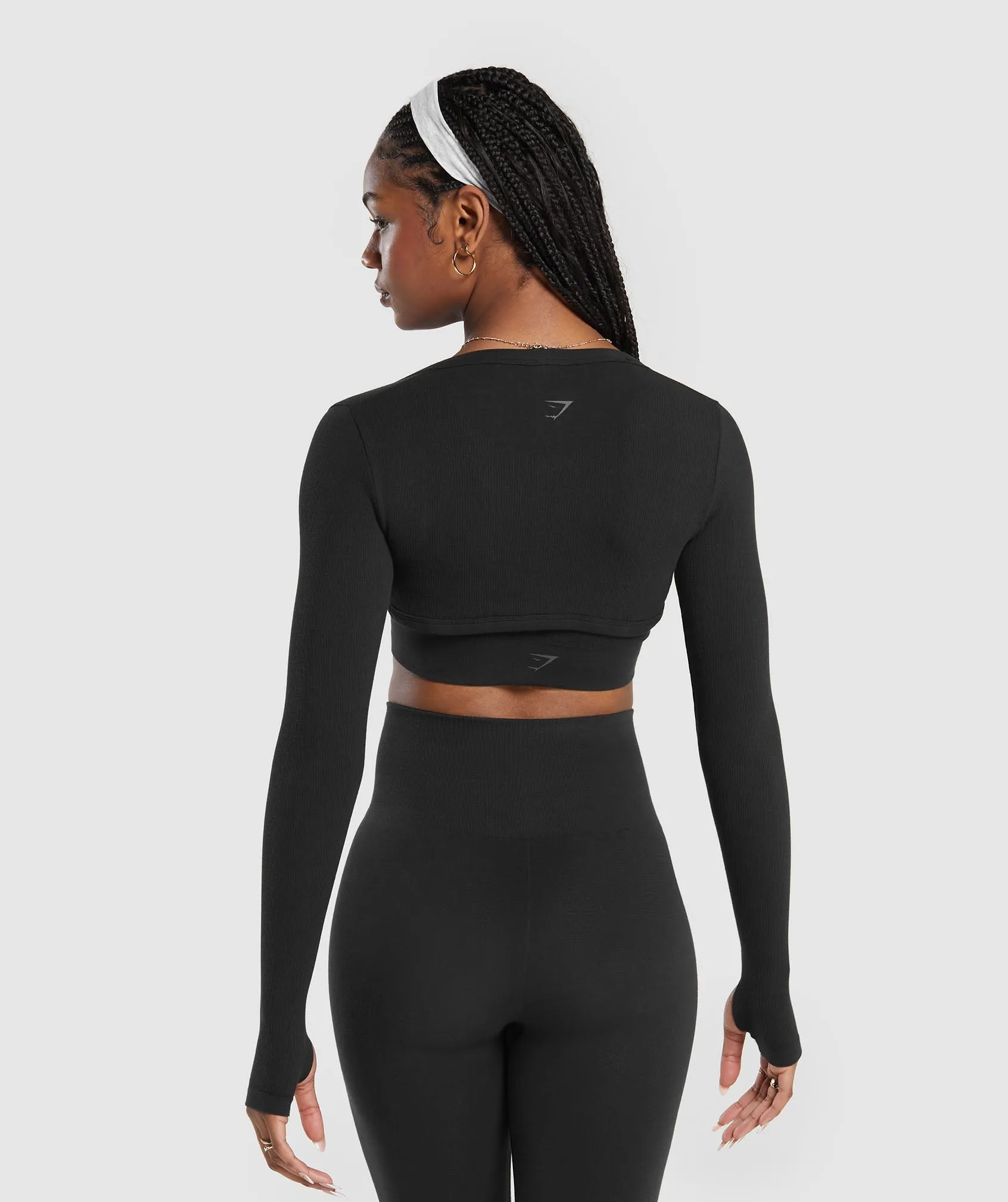 Gymshark Ribbed Cotton Seamless Shrug - Black sold by Gymshark product image thumbnail 2