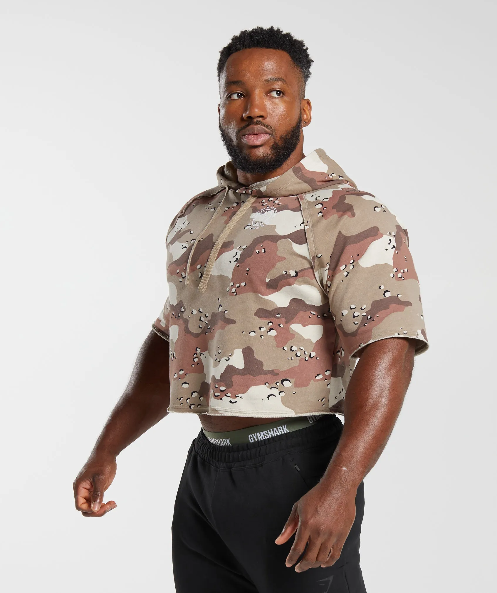 Gymshark Legacy Short Sleeve Crop Hoodie - Cement Brown sold by Gymshark product image thumbnail 3