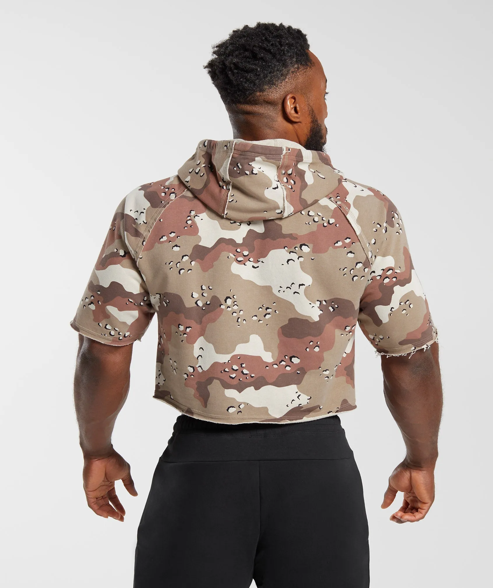 Gymshark Legacy Short Sleeve Crop Hoodie - Cement Brown sold by Gymshark product image thumbnail 2