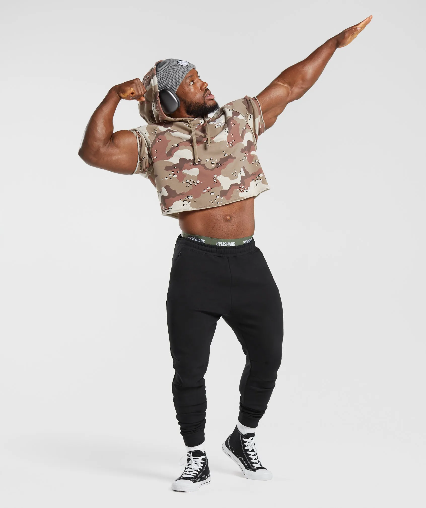 Gymshark Legacy Short Sleeve Crop Hoodie - Cement Brown sold by Gymshark product image thumbnail 4