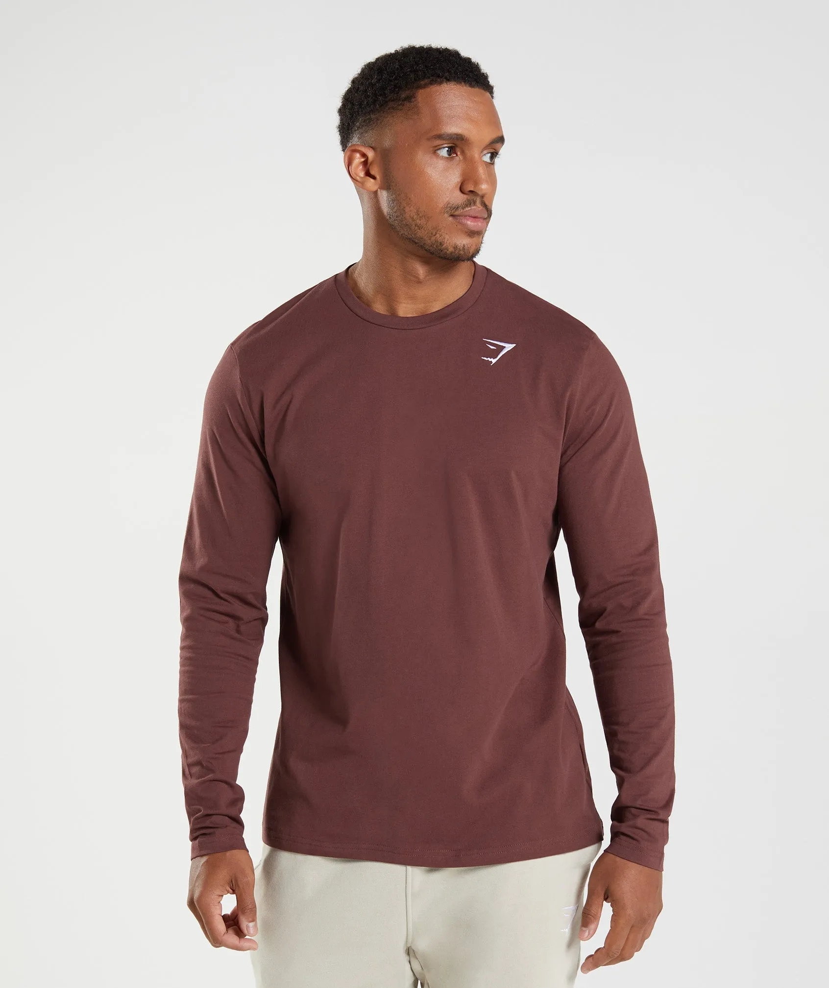 Gymshark Crest Long Sleeve T-Shirt - Cherry Brown sold by Gymshark