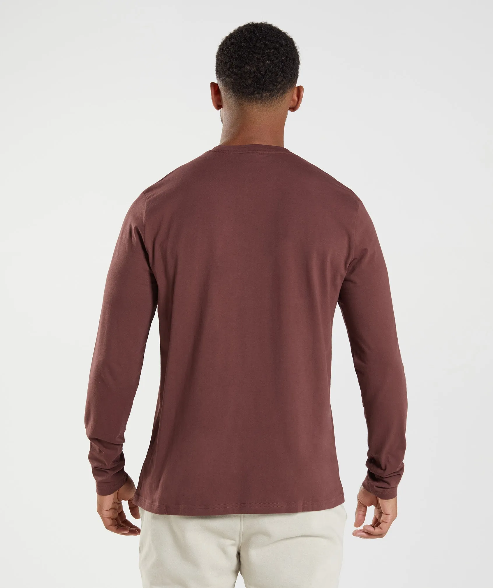 Gymshark Crest Long Sleeve T-Shirt - Cherry Brown sold by Gymshark product image thumbnail 2