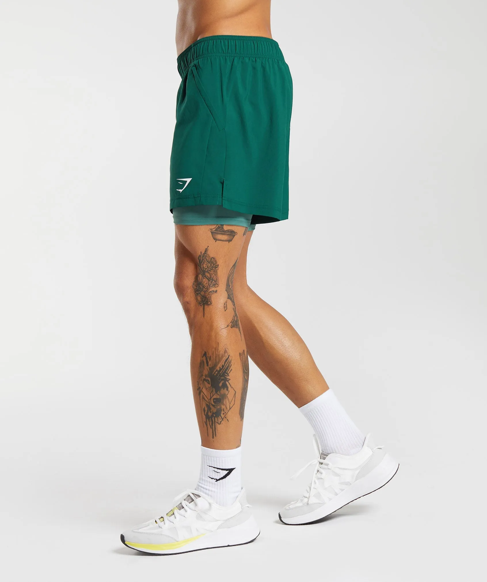 Gymshark Sport 5" 2 In 1 Shorts - Woodland Green/Hoya Green sold by Gymshark product image thumbnail 3