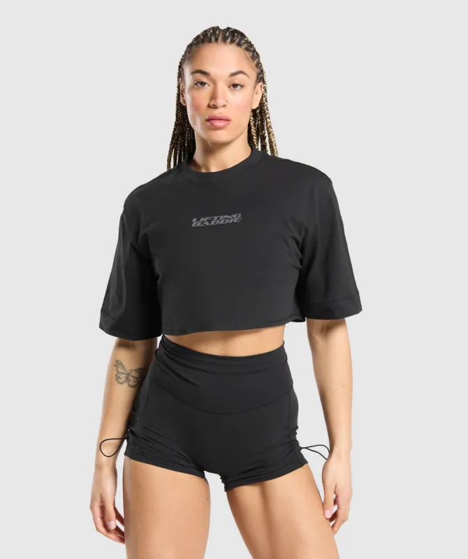 Gymshark Lifting Baddie Boxy Crop Top - Black sold by Gymshark
